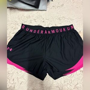 Under Armour Black & Hot Pink Athletic Running Shorts